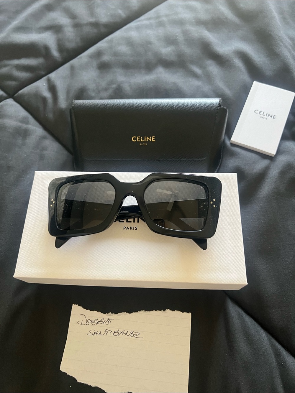Celine Black Rectangular Oversized Sunglasses